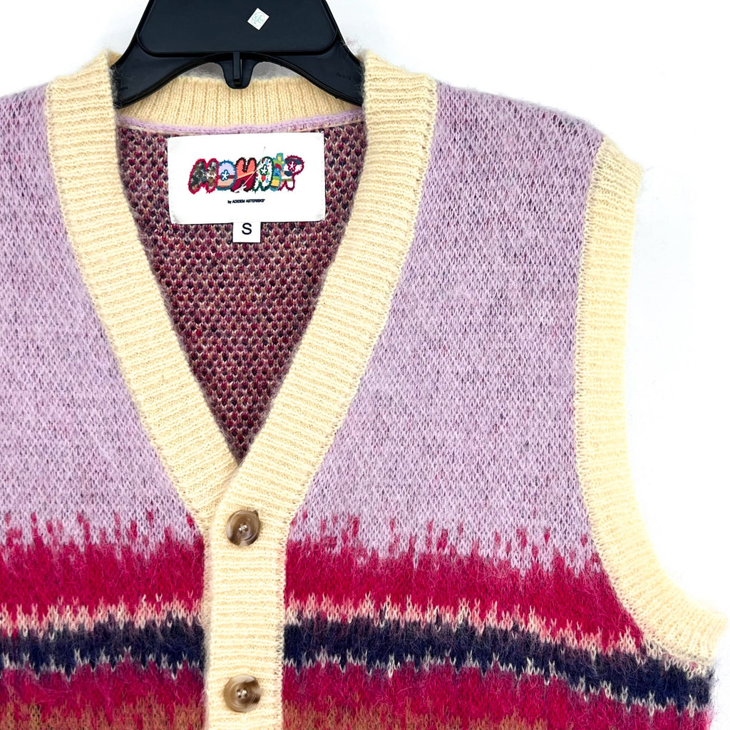 MOHAIR BY ADEDIM ASTERISKS UNISEX Mohair Knit Vest Small Pastel Multi NWOT