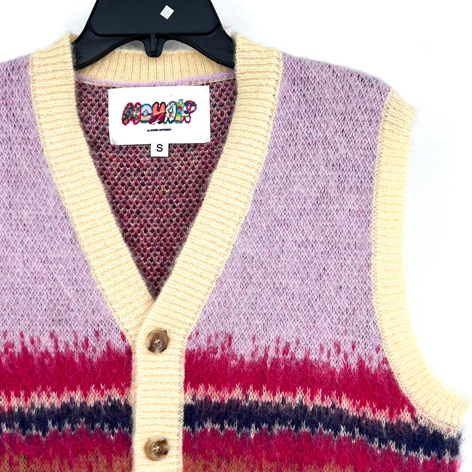MOHAIR BY ADEDIM ASTERISKS UNISEX Mohair Knit Vest Small Pastel Multi NWOT