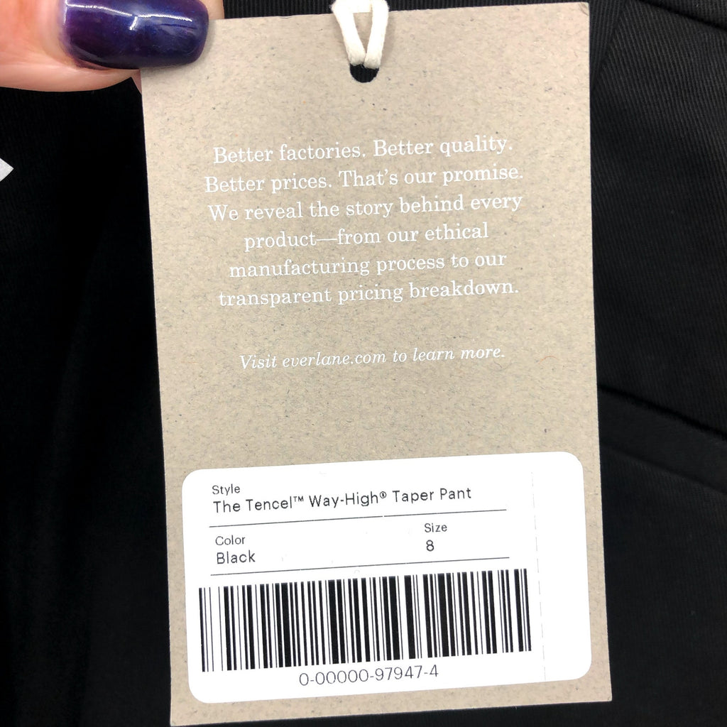 EVERLANE Women's The Way High Draper Tapered Pants Size 8 Black Tencel NWT