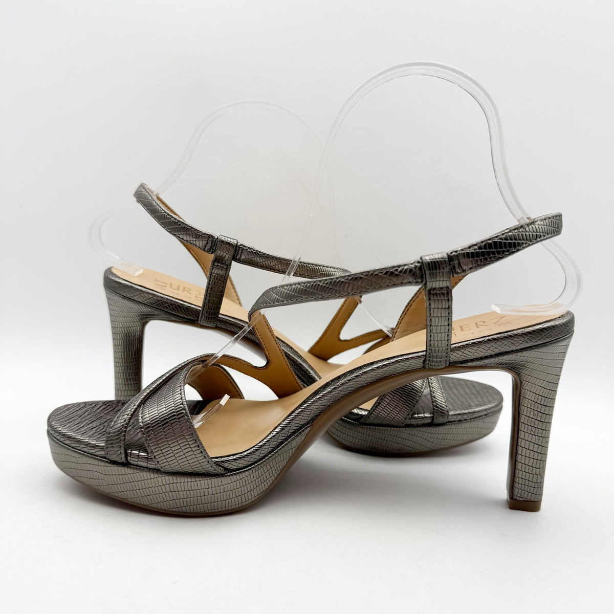 Naturalizer Womens Abby Heeled Sandals Size 9 M Grey Snake Print NIB
