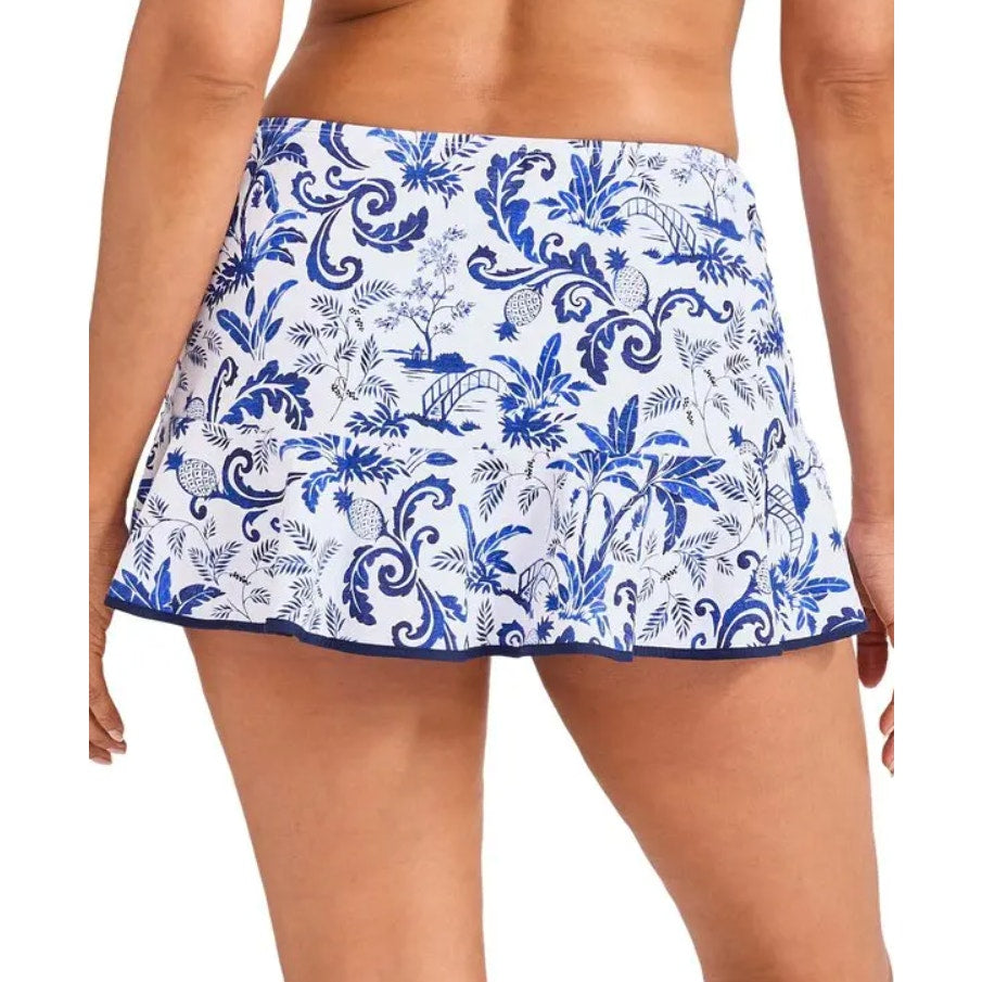 TOMMY BAHAMA Terazzo Tile Swim Skirt XS Blue White Print Mountain Bluebell NWT