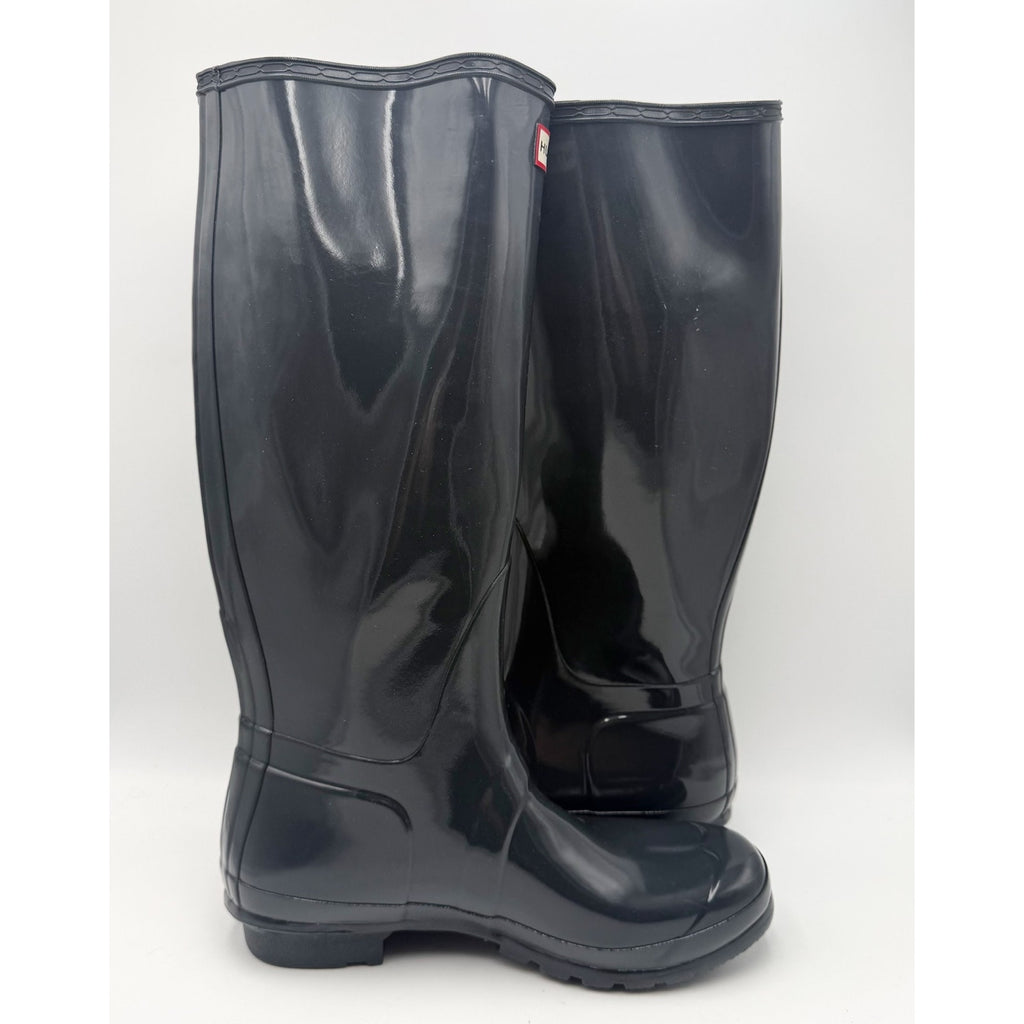 Hunter Womens Original Tall Gloss Rain Boots Size 11 Dark Slate Waterproof NWOB