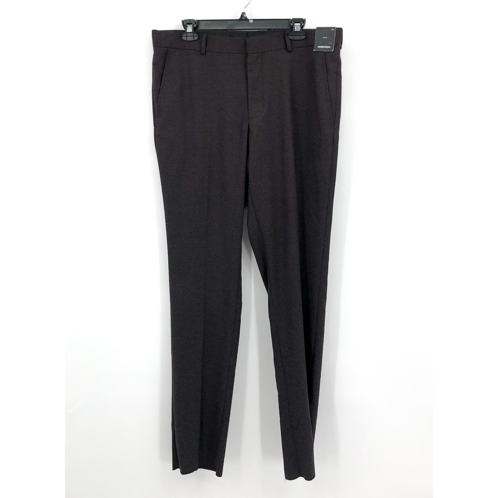 NORDSTROM Men's Trim Fit Trousers Pants 36R Dark Grey Flat Front Stretch NWT