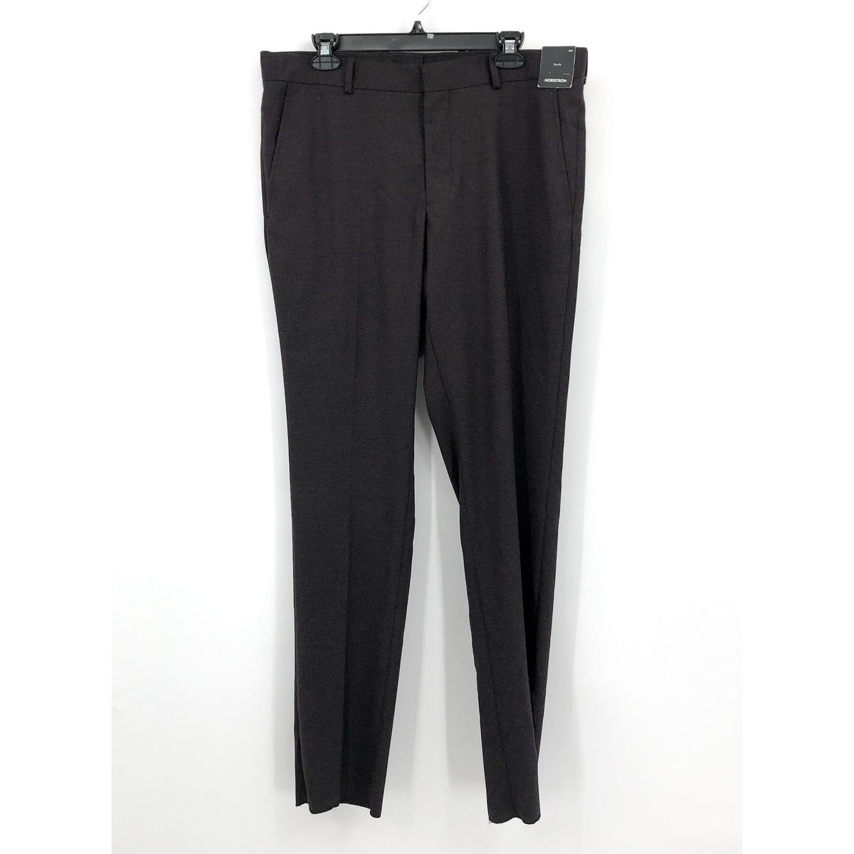 NORDSTROM Men's Trim Fit Trousers Pants 36R Dark Grey Flat Front Stretch NWT