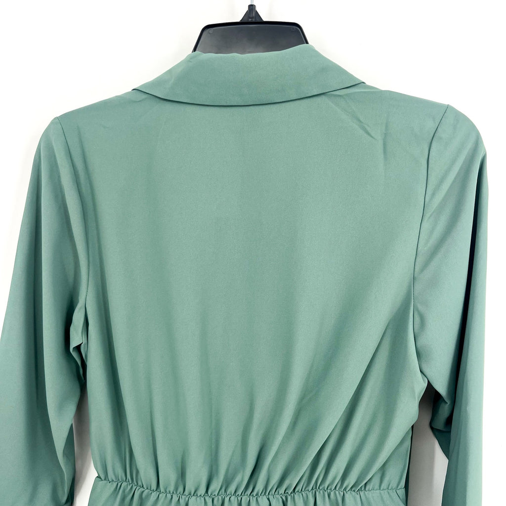 MONTGOMERY POST Womens Wrap Sleeve Blouse Small Green Three Quarter NWT