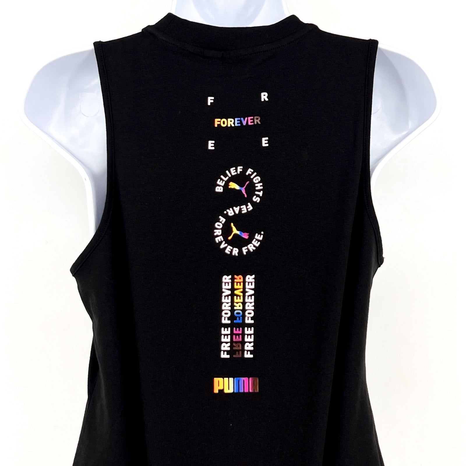 PUMA Women's Sleeveless Pride Bodysuit Large Black Multicolor Round Neck NWT