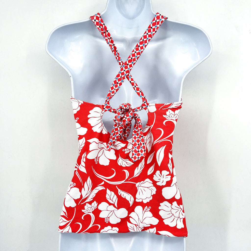 TOMMY BAHAMA Island Cays Fiori Reversible Tankini Top Medium Pink Coral NWT