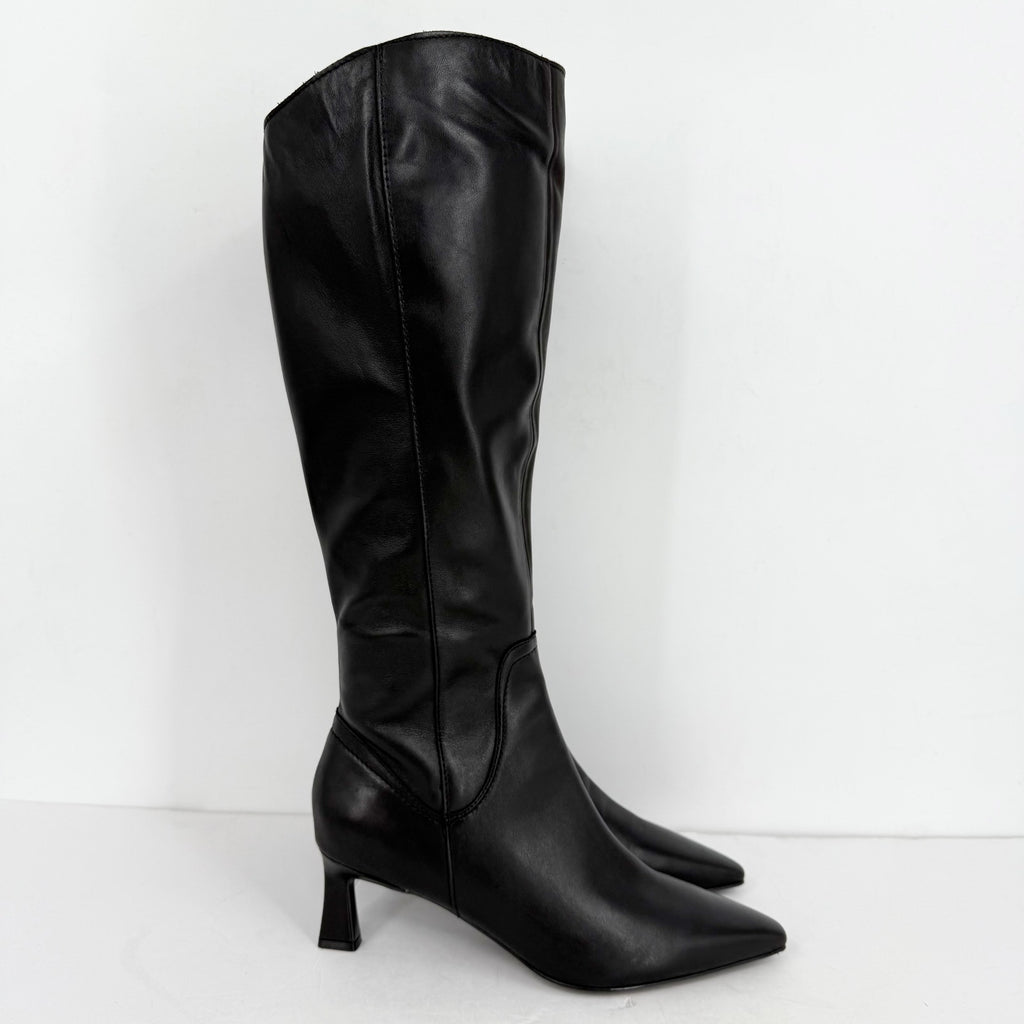 Naturalizer Women Deesha Knee High Boots US 7.5 WIDE Wide Calf Black Leather NIB