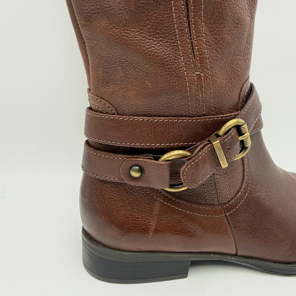 Naturalizer Womens June Knee High Riding Boots Size 7 EU 37 Brown Leather NWOB