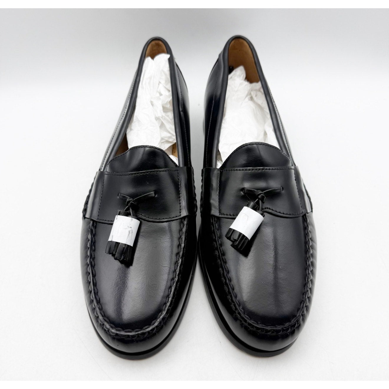 JOHNSTON & MURPHY Mens Hayes Tassel Dress Loafers Size 11.5 Black Leather NWOB