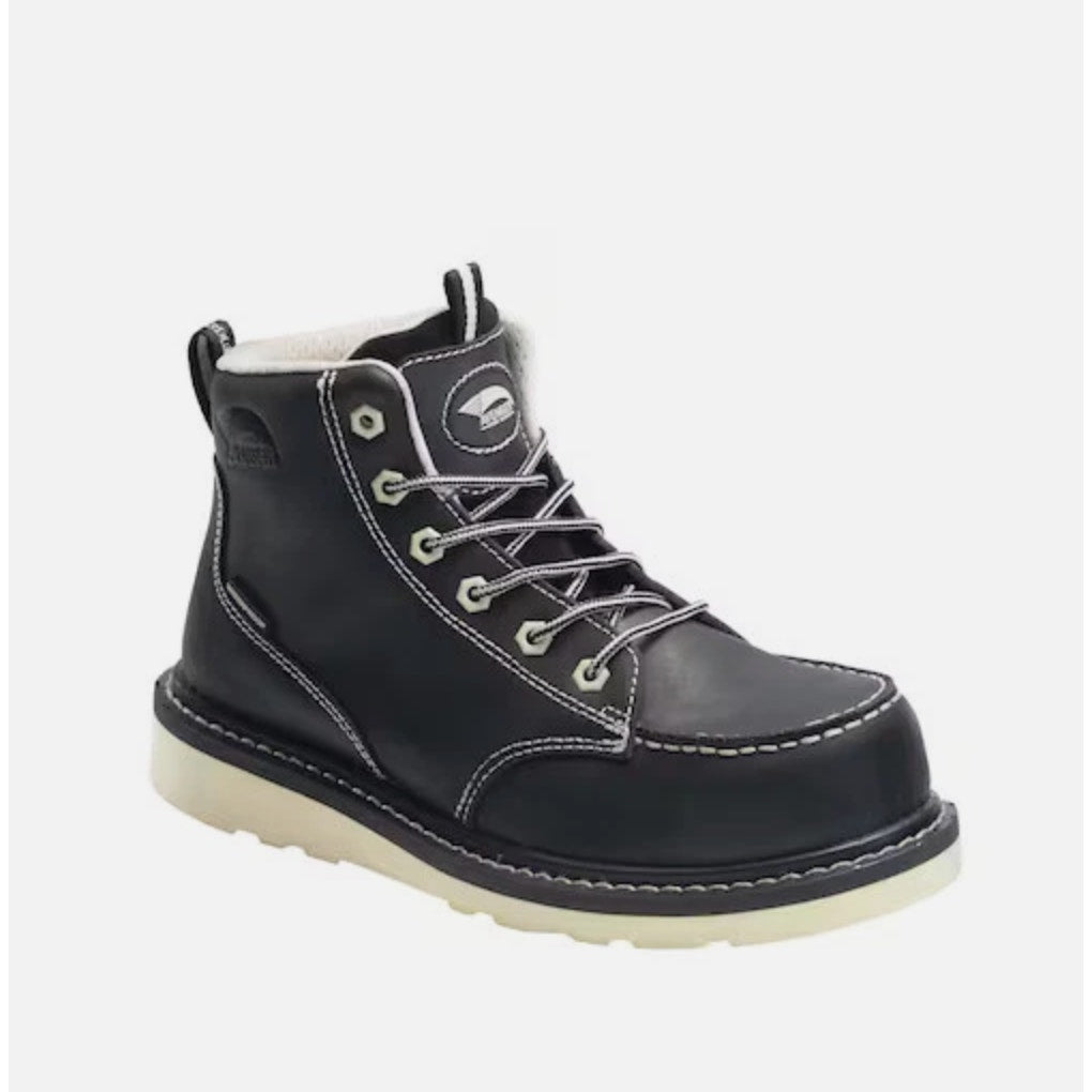 Avenger Womens 6" Moc Toe Work Boot Size 9.5 Black Comp Toe WP Wedge Sole NIB