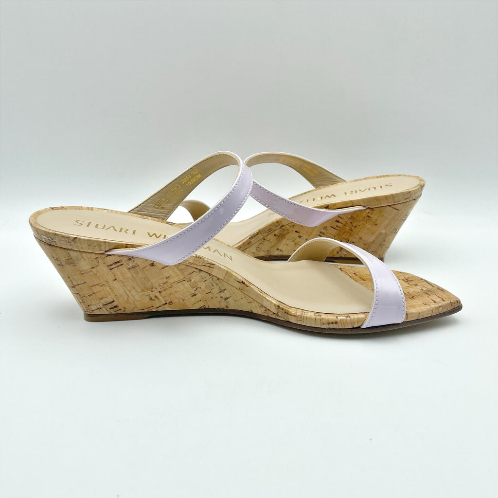 Stuart Weitzman Womens Aleena 50 Wedge Sandals Size 8 EU 38.5 Lilac Leather NWOB
