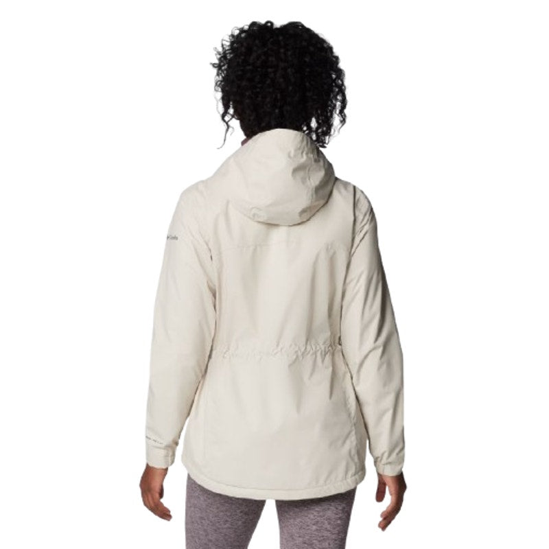 COLUMBIA Women Sweet Creek II Lined Rain Jacket Large Dark Stone Waterproof NWT