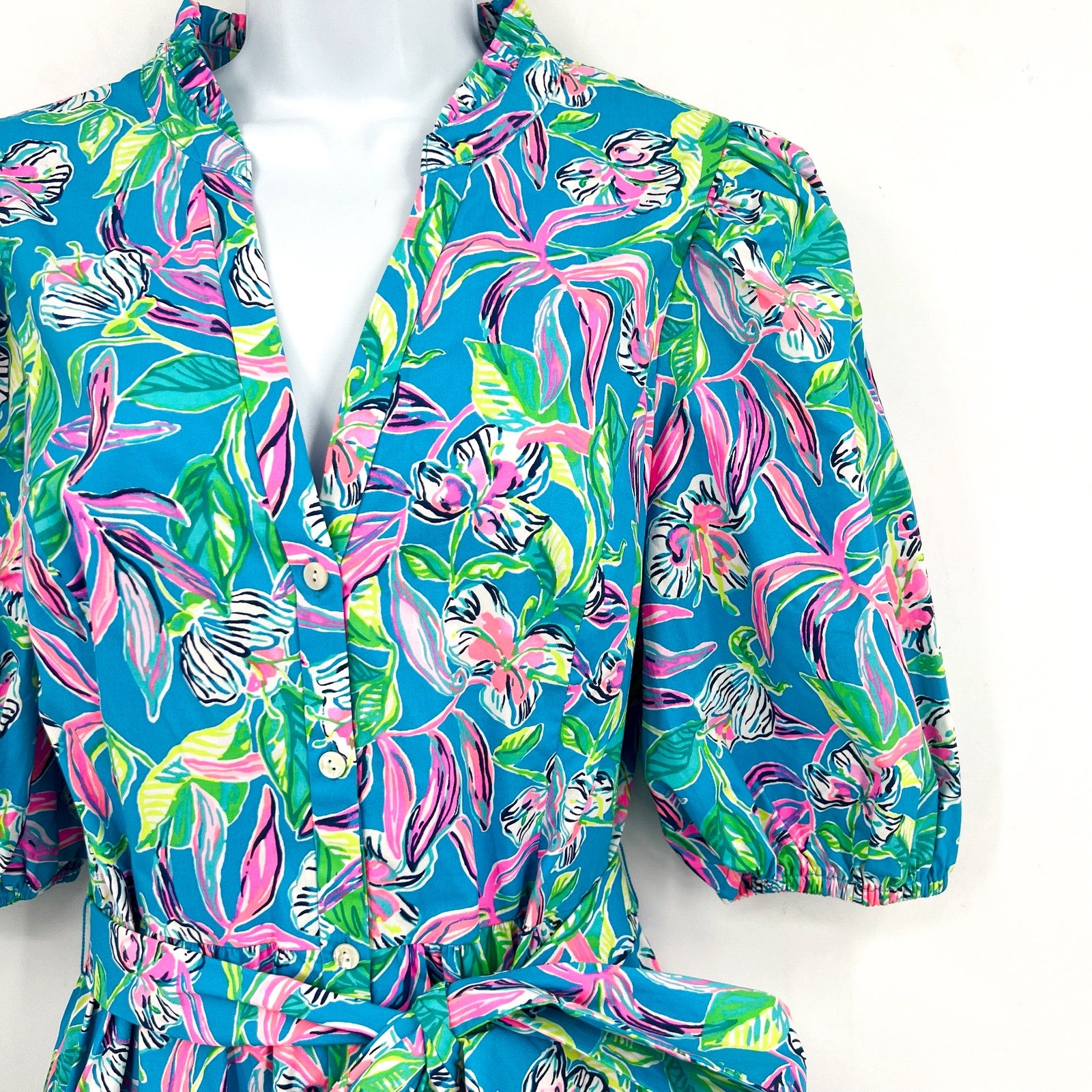 LILLY PULITZER Shona Dress Size 10 Formentera Turquoise Keep on Beleafing NWOT