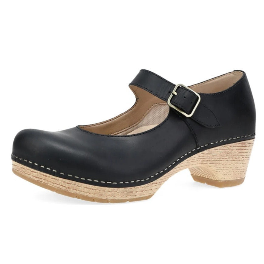 Dansko Womens Lilah Mary Jane Heels EU 38 US 7.5-8 Black Leather NIB