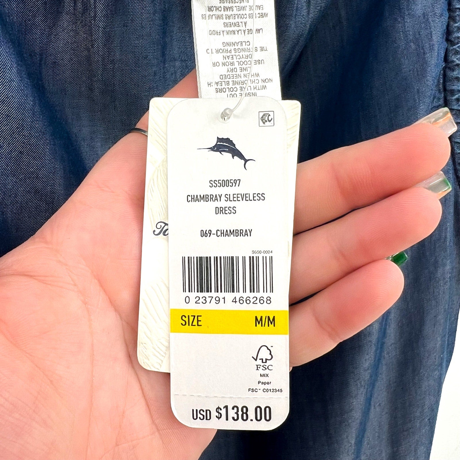 TOMMY BAHAMA Women's Chambray Coverup Dress Medium Blue Split-Neck NWT