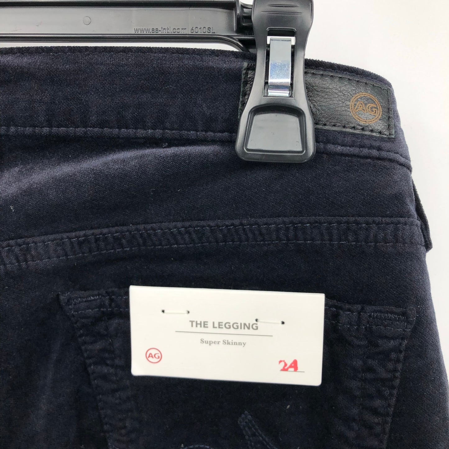 AG ADRIANO GOLDSCHMIED The Legging Velvet Jeans 24R US 00 Black Skinny NWT