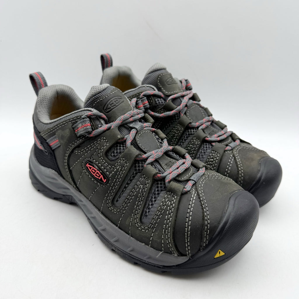 Keen Womens Flint II Steel Toe Work Sneakers Size 5 WIDE Grey Leather NIB