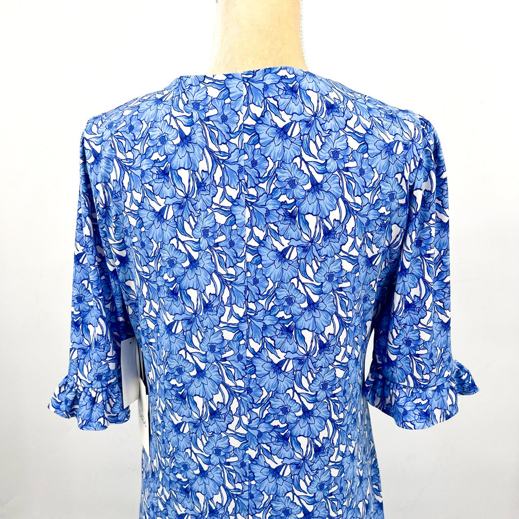 CECE V-Neck Ruffled Floral Shift Dress Medium New Ivory Floating Floral NWT