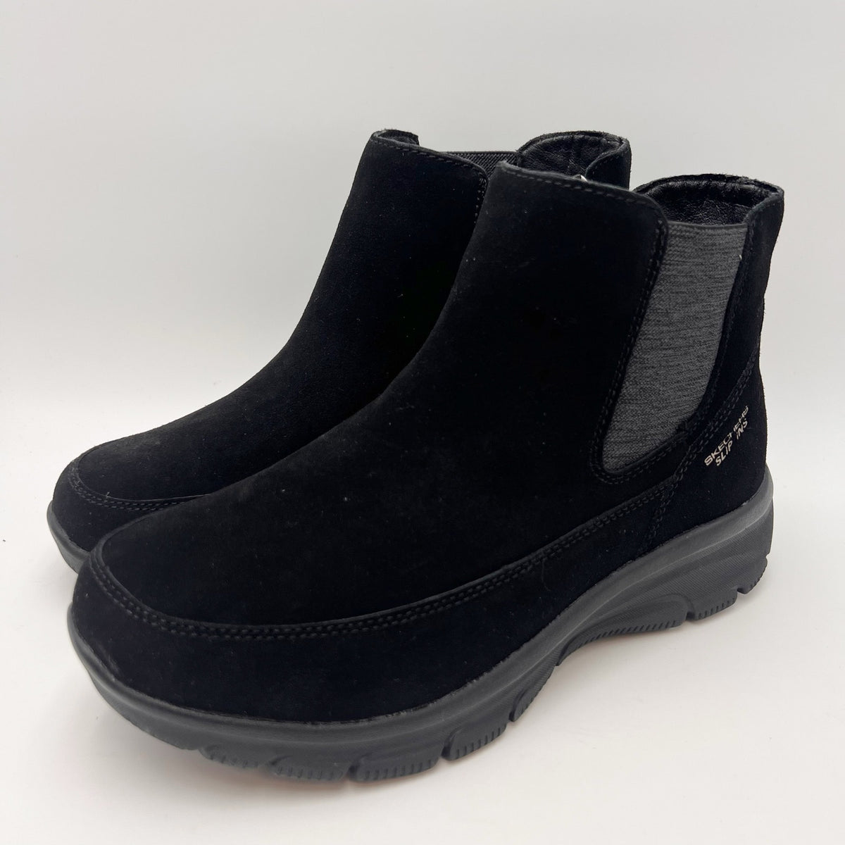 Skechers Womens Slip Ins Easy Going Icon Ankle Chelsea Boots Size 8.5 Black NIB