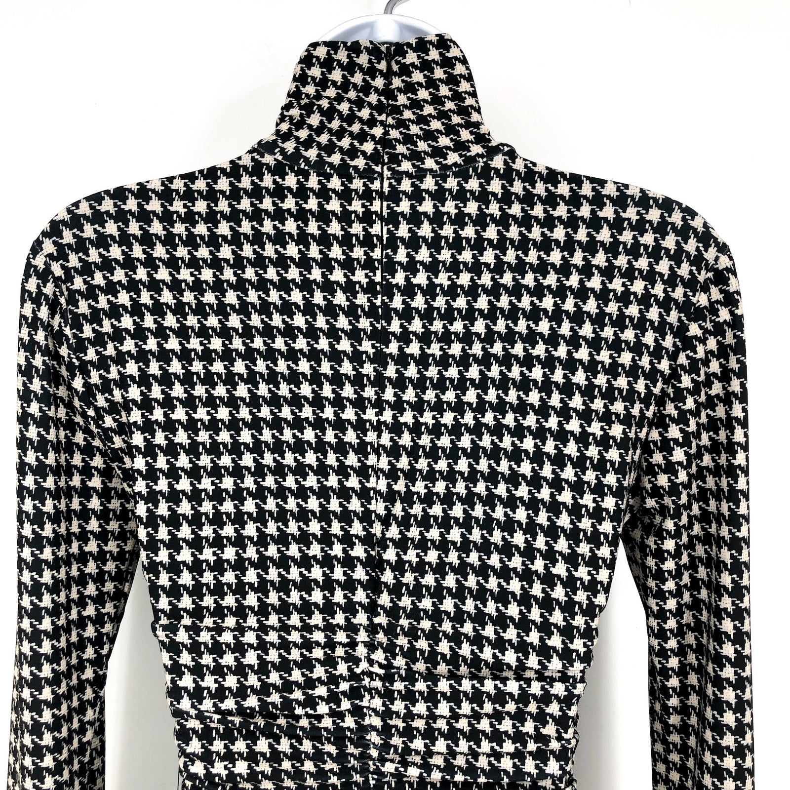 NORMA KAMALI Long Sleeve Turtleneck Pickleball Dress XS/34 Large Houndstooth NWT