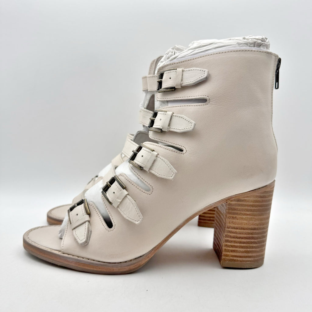 Vintage Foundry Co Womens Lauralyn Heel Sandals US 10 Cream Ivory Leather NIB