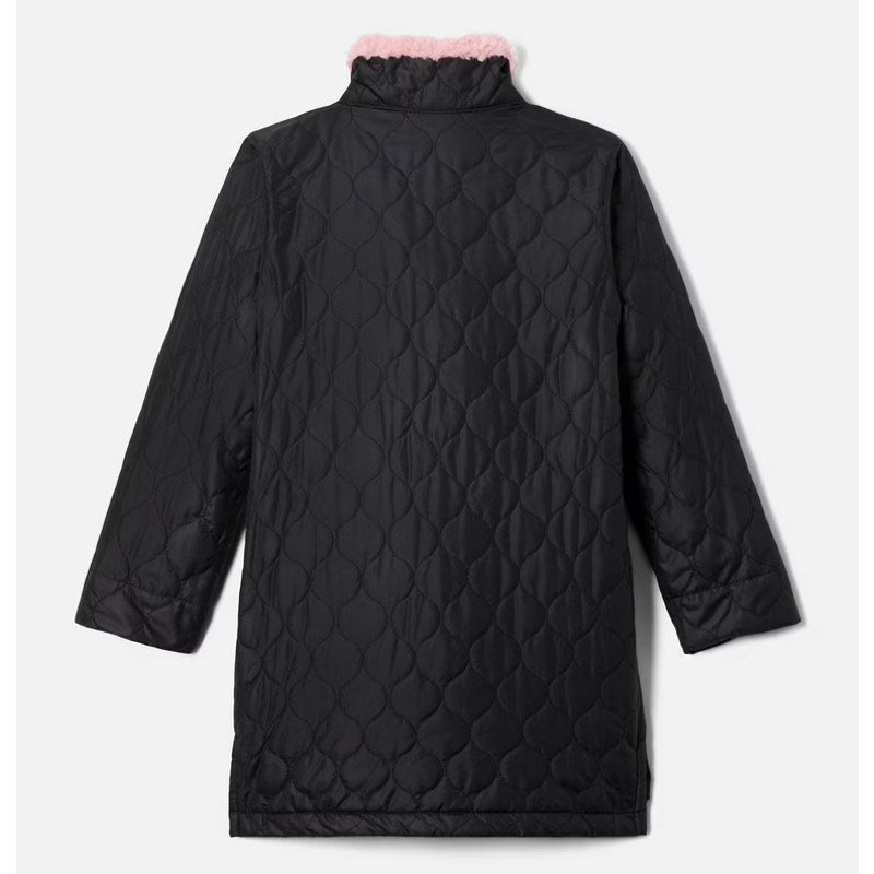 COLUMBIA Girl's Bella Plush Sherpa Quilted Jacket Medium 10-12 Black Pink NWT