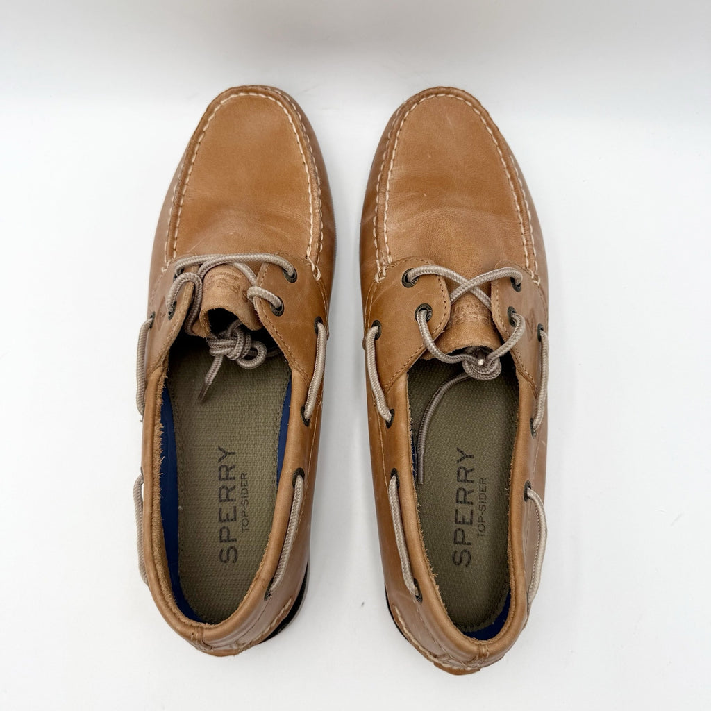 SPERRY Mens Leeward Boat Shoes Size 12 EU 45.5 Brown Leather NWOB