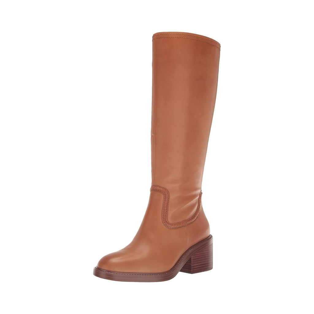 Vince Camuto Womens Vuliann Tall Heeled Boots US 5 M Brown Burnished Leather NIB