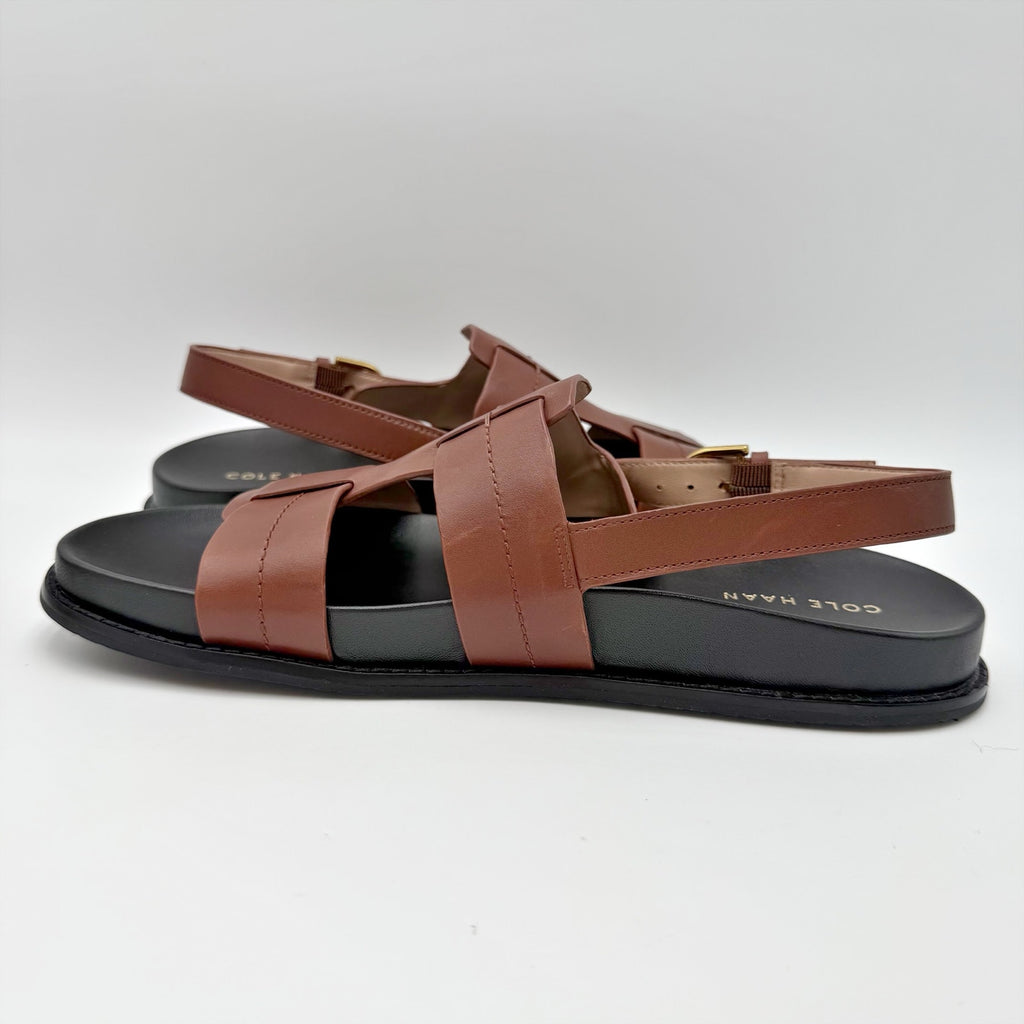 Cole Haan Womens Marlee Fisherman Sandals Size 8.5 Dark Cuoio Brown Leather NWOB