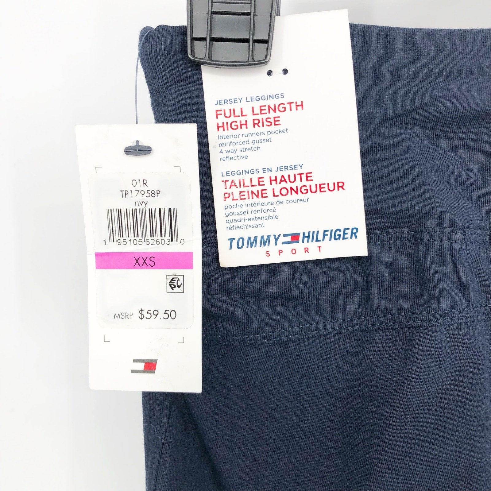 Tommy Hilfiger Womens Active Leggings XXS Navy Blue High Rise Full Length NWT