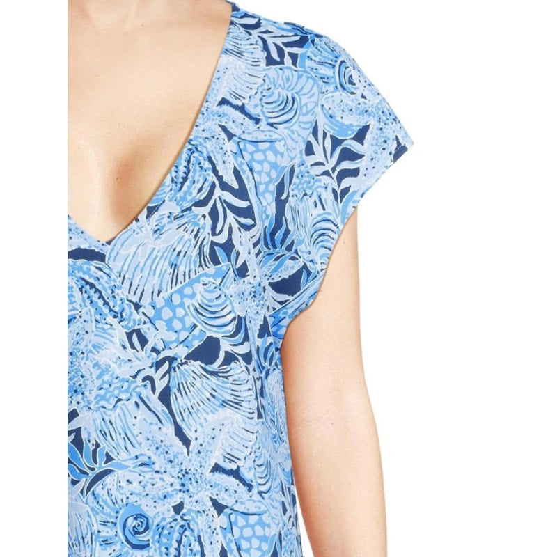 Lilly Pulitzer Talli Maxi Dress MEDIUM Bonaire Blue Coastal Cover Up Casual NWT