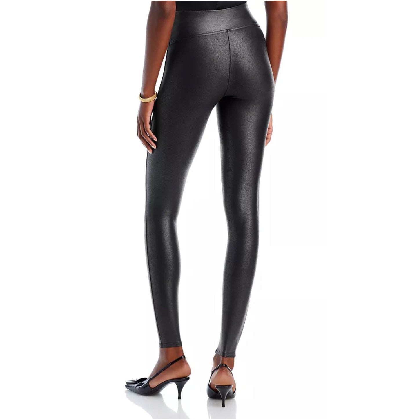 SPANX Women's SpanxShape Faux Leather Leggings 1X Petite Black High Waisted NWT