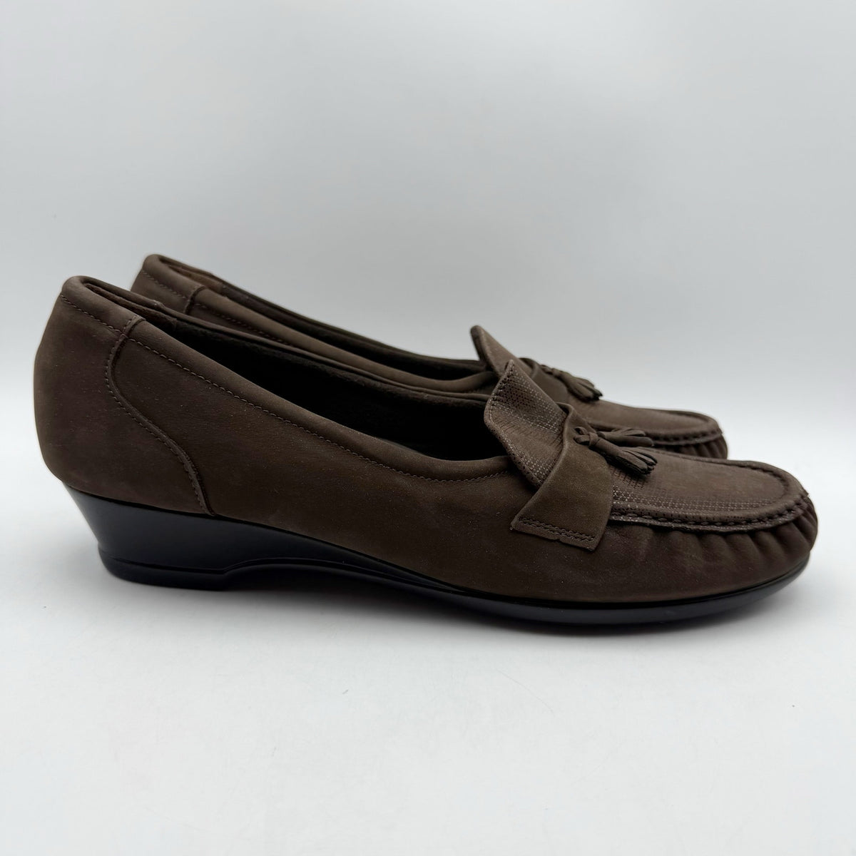 SAS Womens Taylor Wedge Loafers Size 12 M EU 42.5 Brown Leather NIB