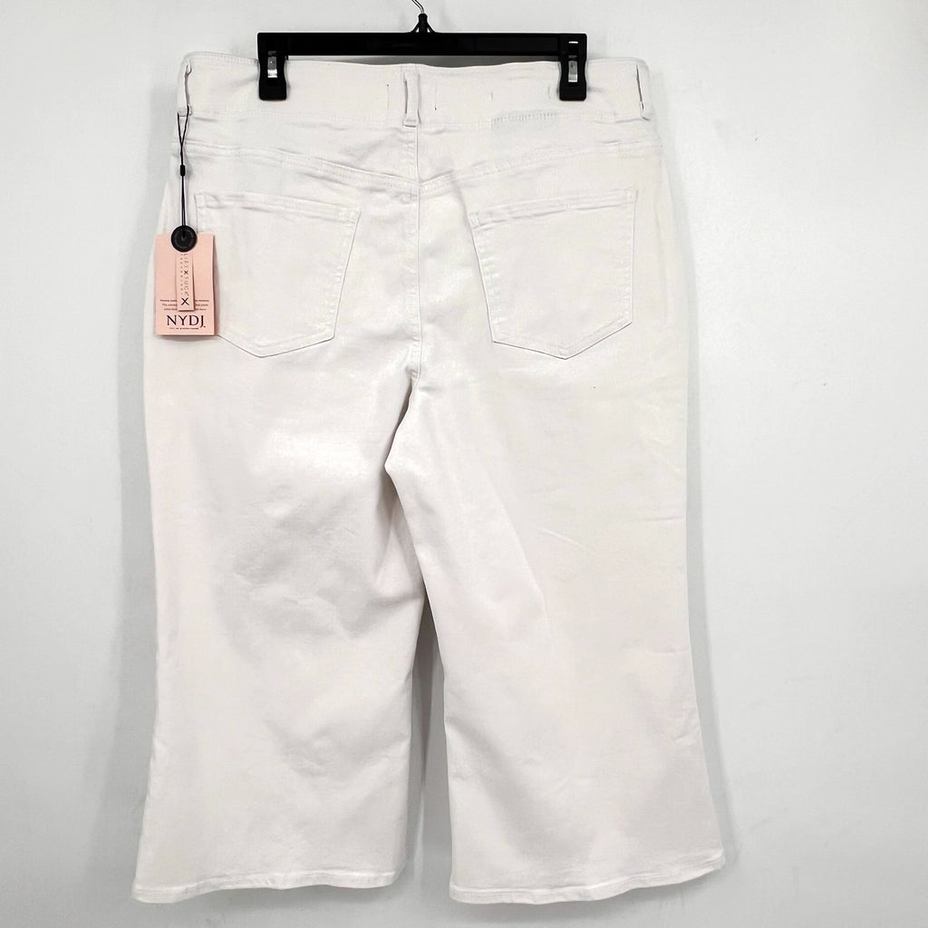 NYDJ Womens Cool Embrace Wide Leg Crop Jeans 14 PETITE Optic White NWT