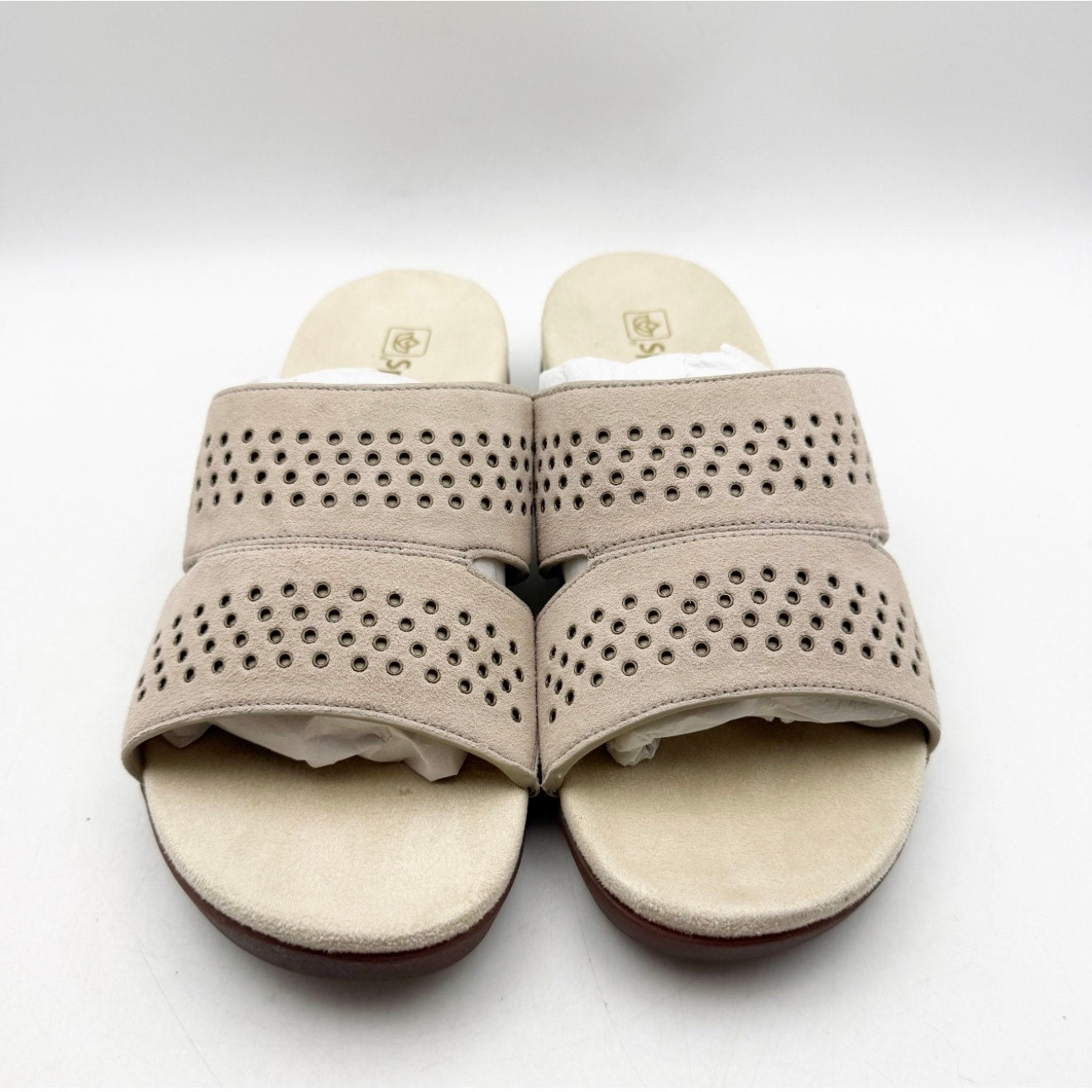 Spenco Women's Twilight Stud Sandal Size 9.5 WIDE Light Taupe Slip On NIB