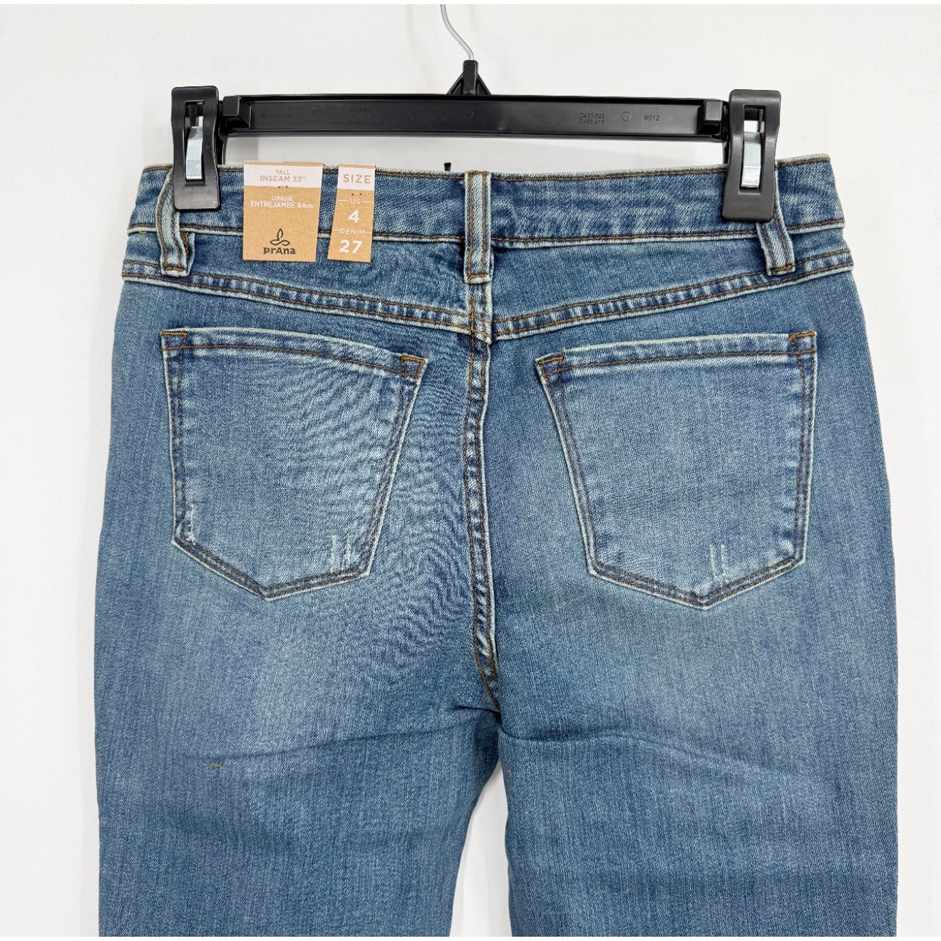 PRANA Womens Sienna Jeans 27x33 US 4 Tall True Blue Mid Rise Stretch Denim NWTf
