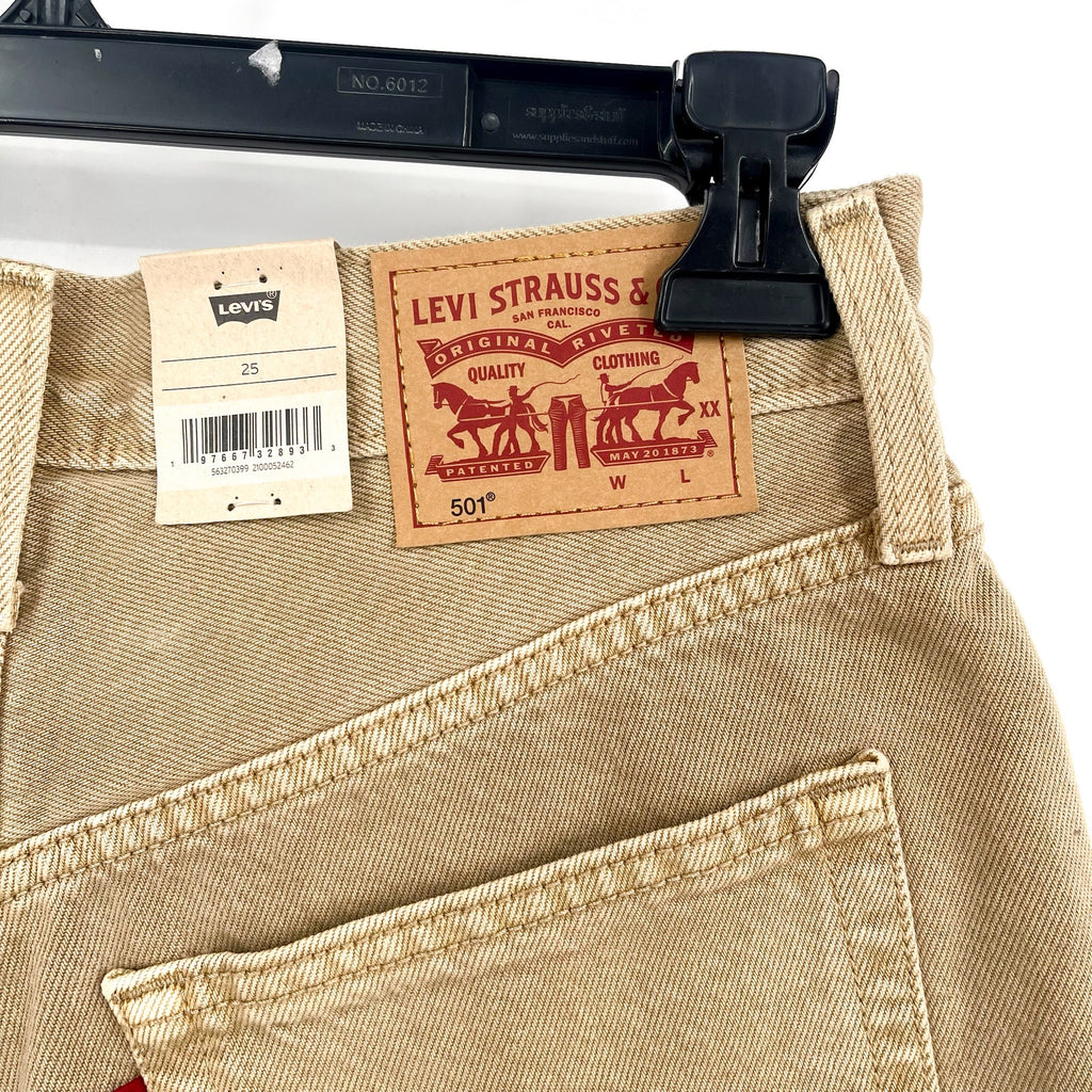 LEVI'S Womens 501 Original Fit Denim Shorts Size 25 US 0 Khaki Tan 563270399 NWT