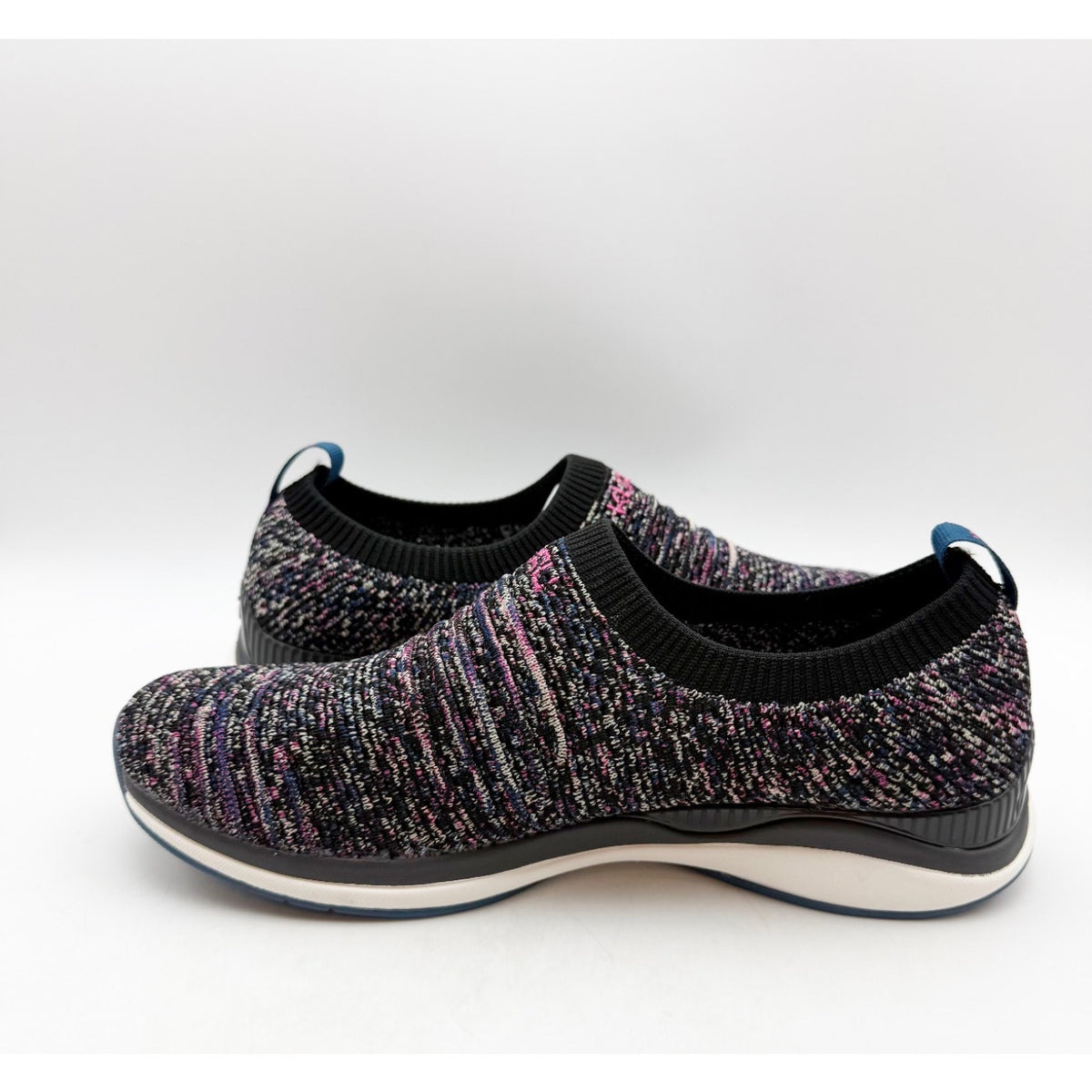 Kuru Womens Stride Casual Sneakers Size 9 Jet Black Confetti Knit Slip On NWOB