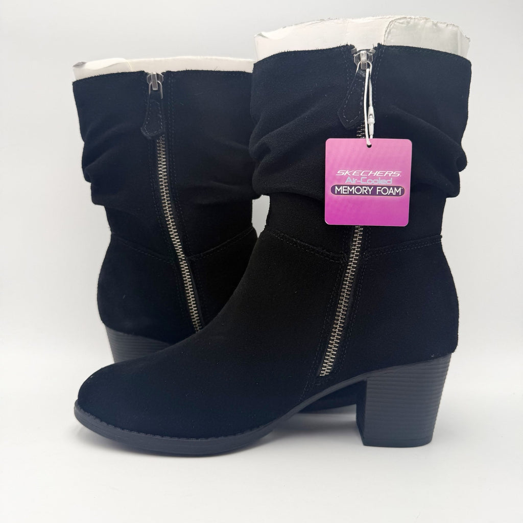Skechers Womens Taxi Compelling Flirt Boot US 7 Black Suede Water Resistant NIB