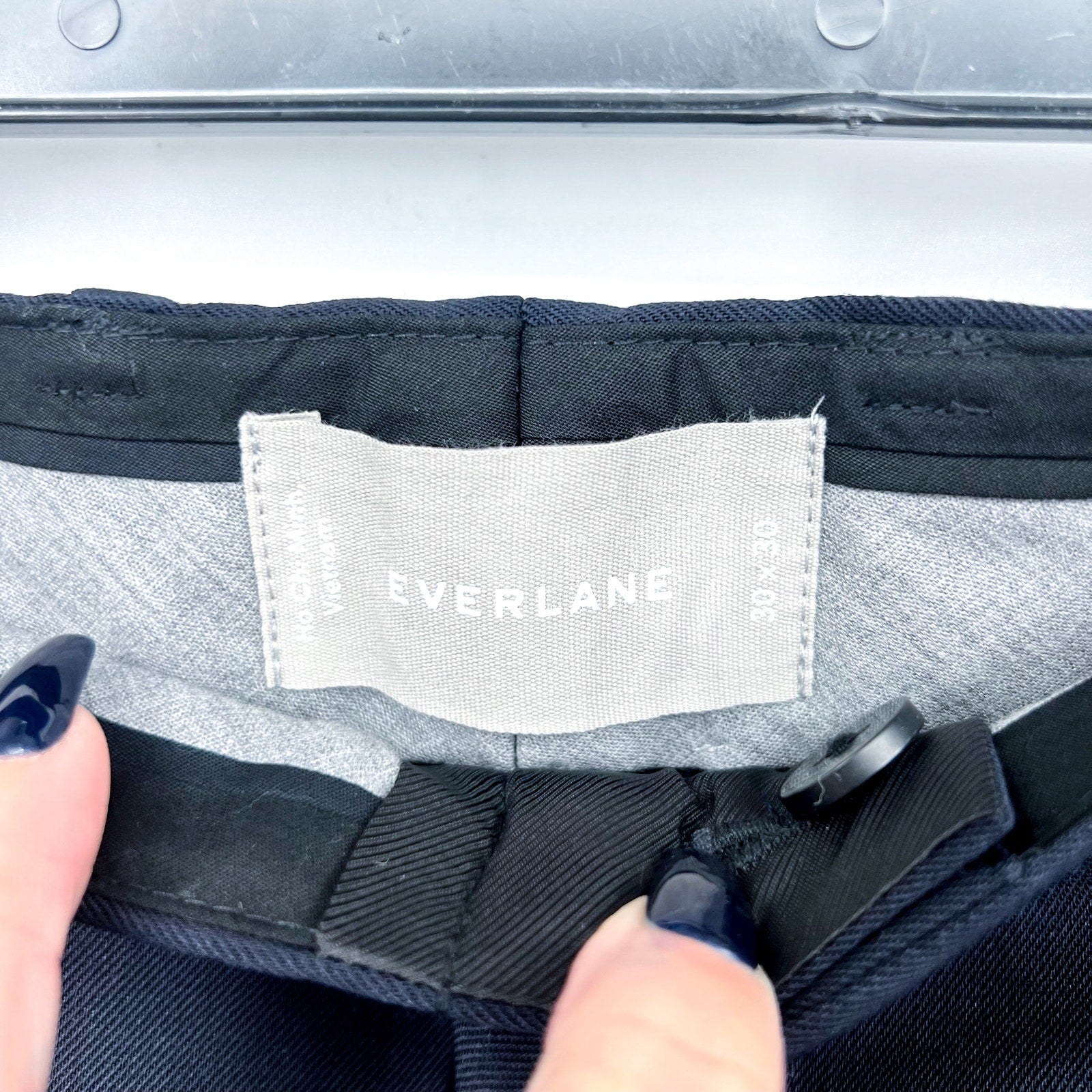 EVERLANE Men's Italian Wool Slim Dress Pants 30x30 Navy Blue Flat Front NWT