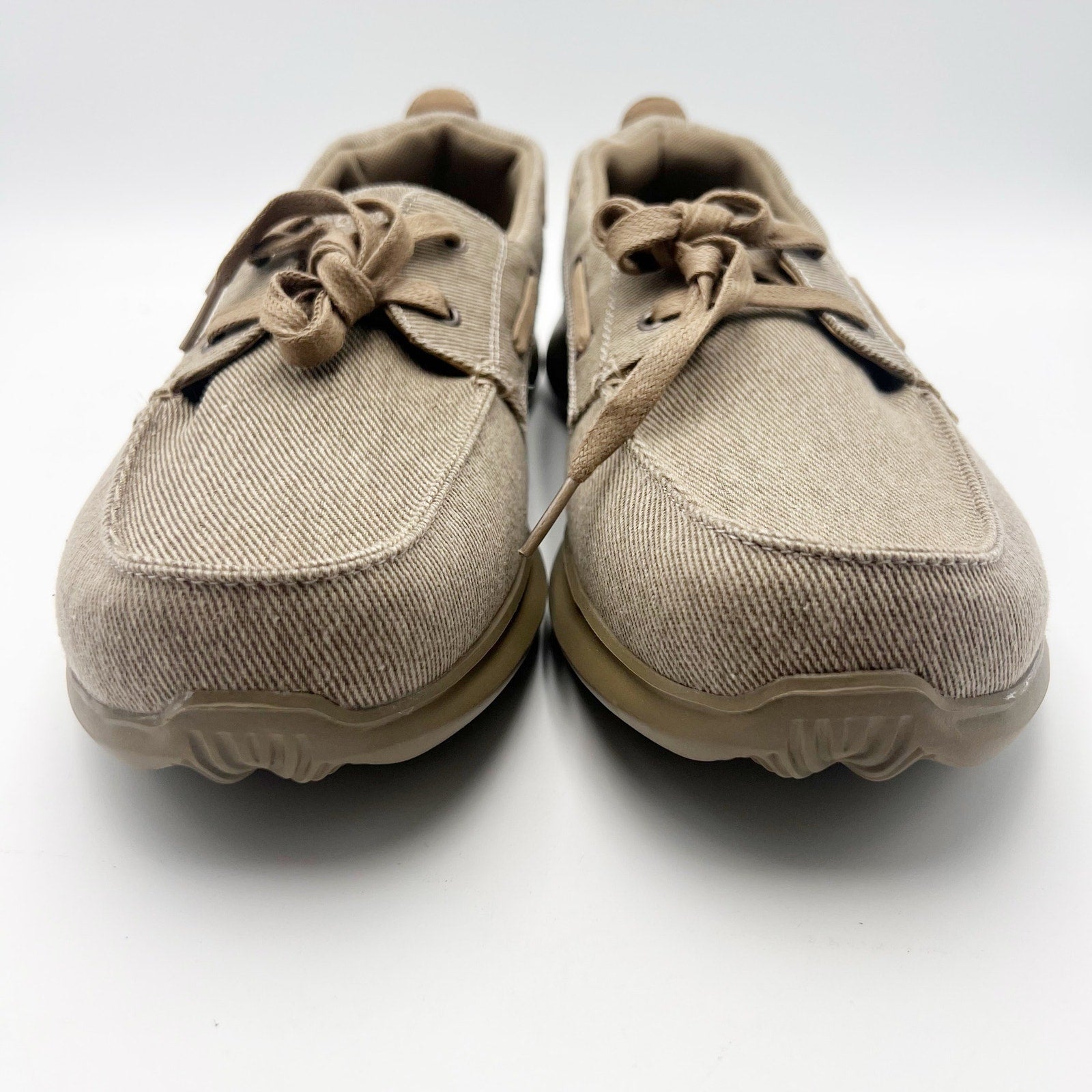 Propet Mens Viasol Lace Slip On Loafers Size 11 Wide EU 45 Tan Canvas NIB