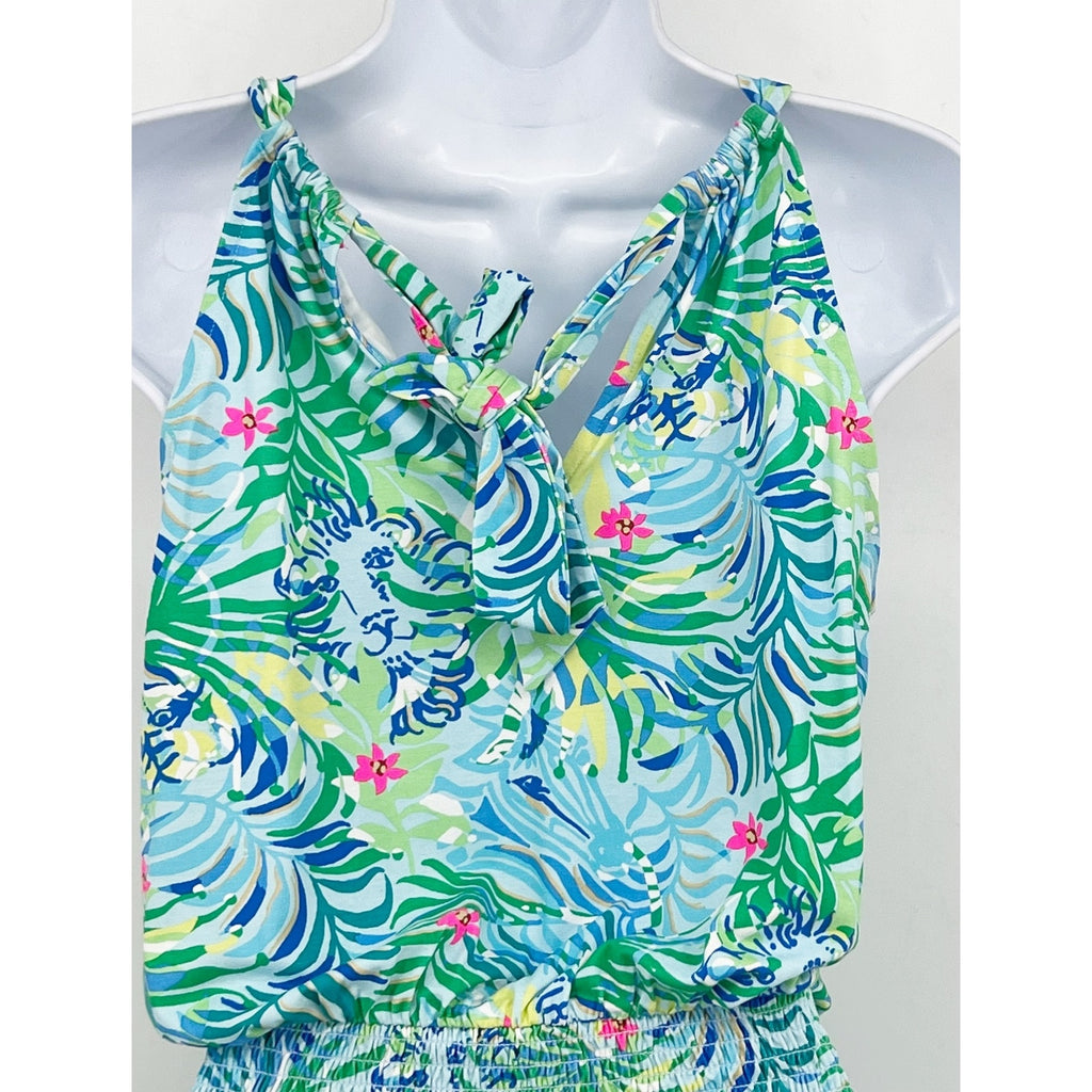 LILLY PULITZER Women's Shirelle Skirted Romper XS Green Via Parigi Lion NWOT
