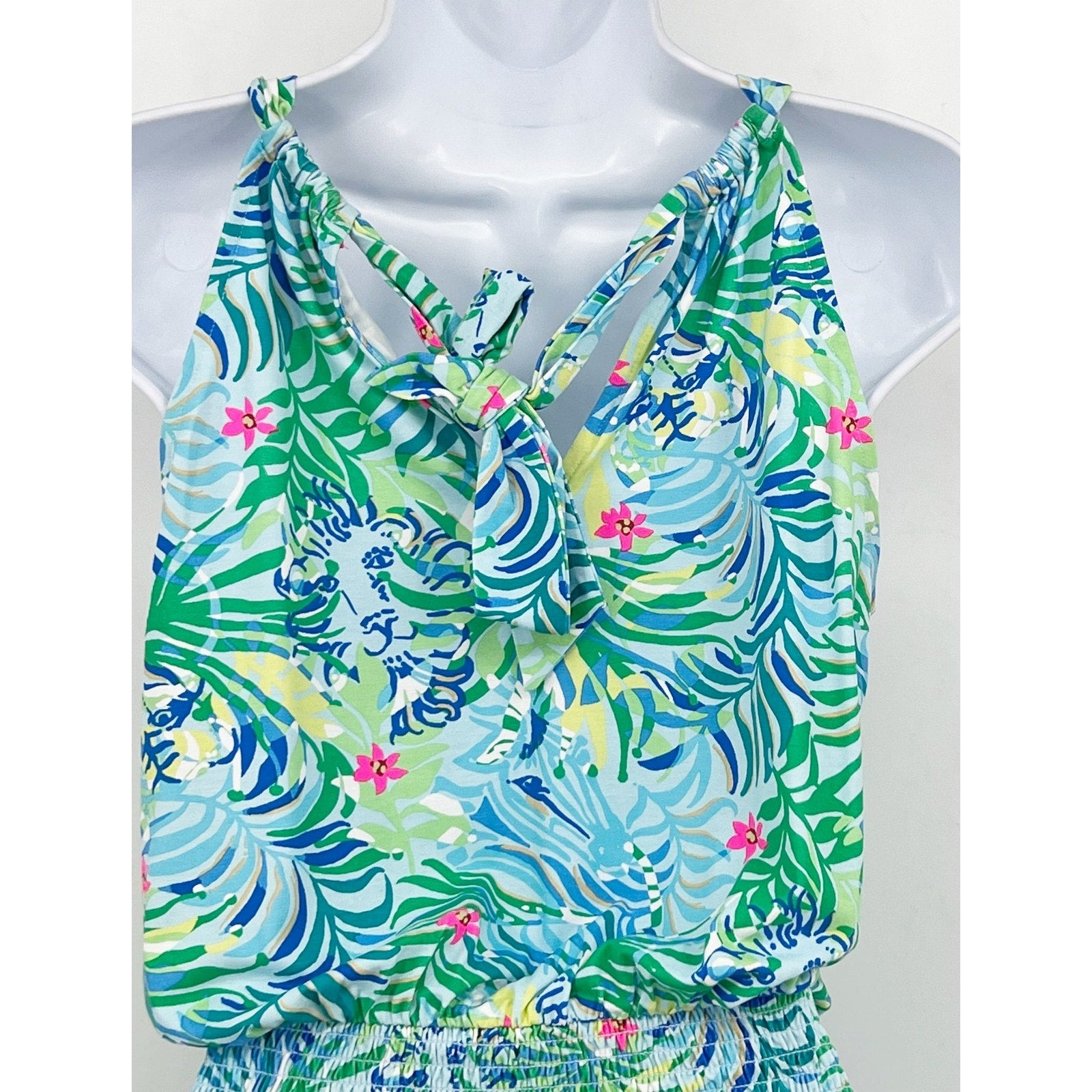 LILLY PULITZER Women's Shirelle Skirted Romper XS Green Via Parigi Lion NWOT