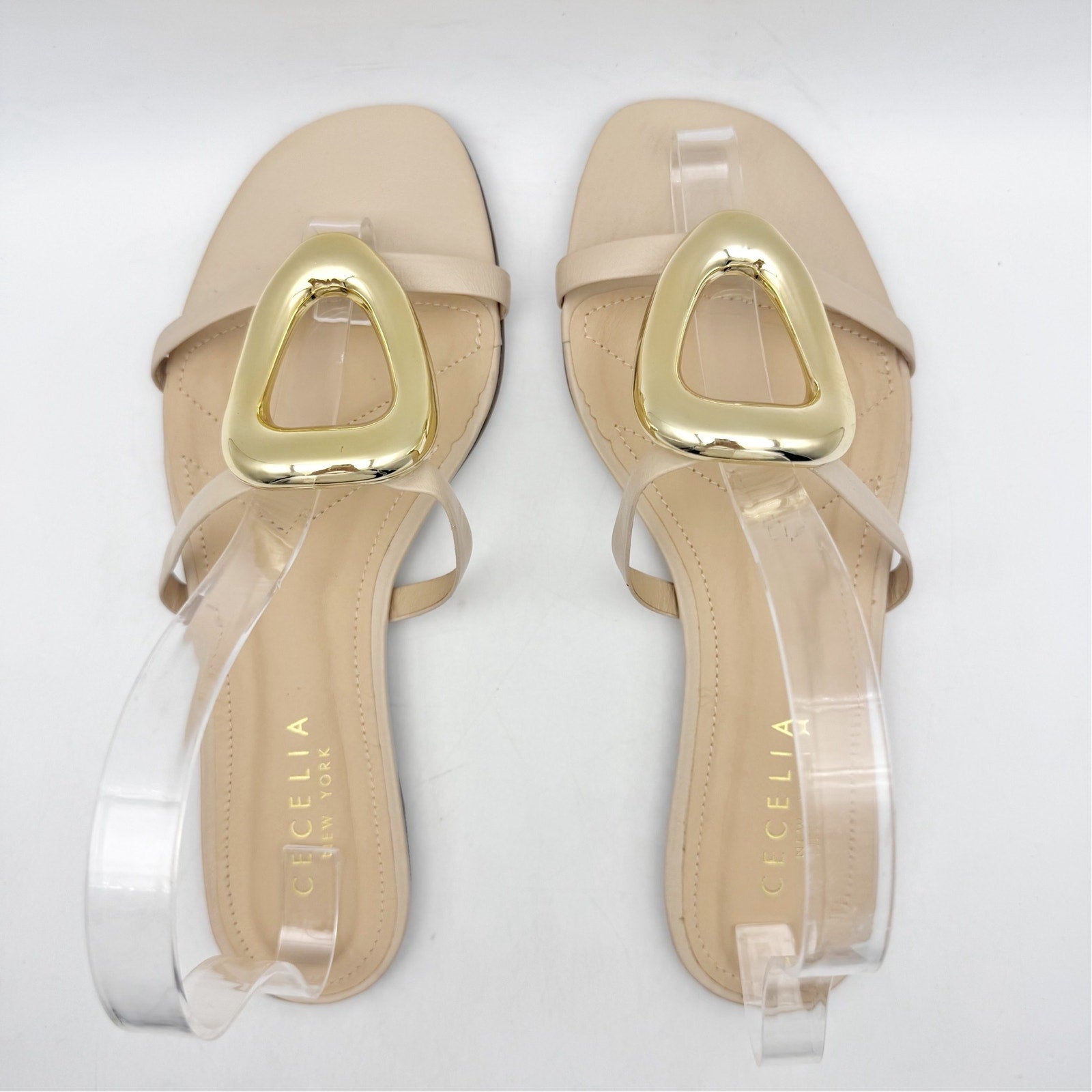Cecelia New York Womens Mig Slide Sandals US 10 Nude Beige Gold Leather NWOB