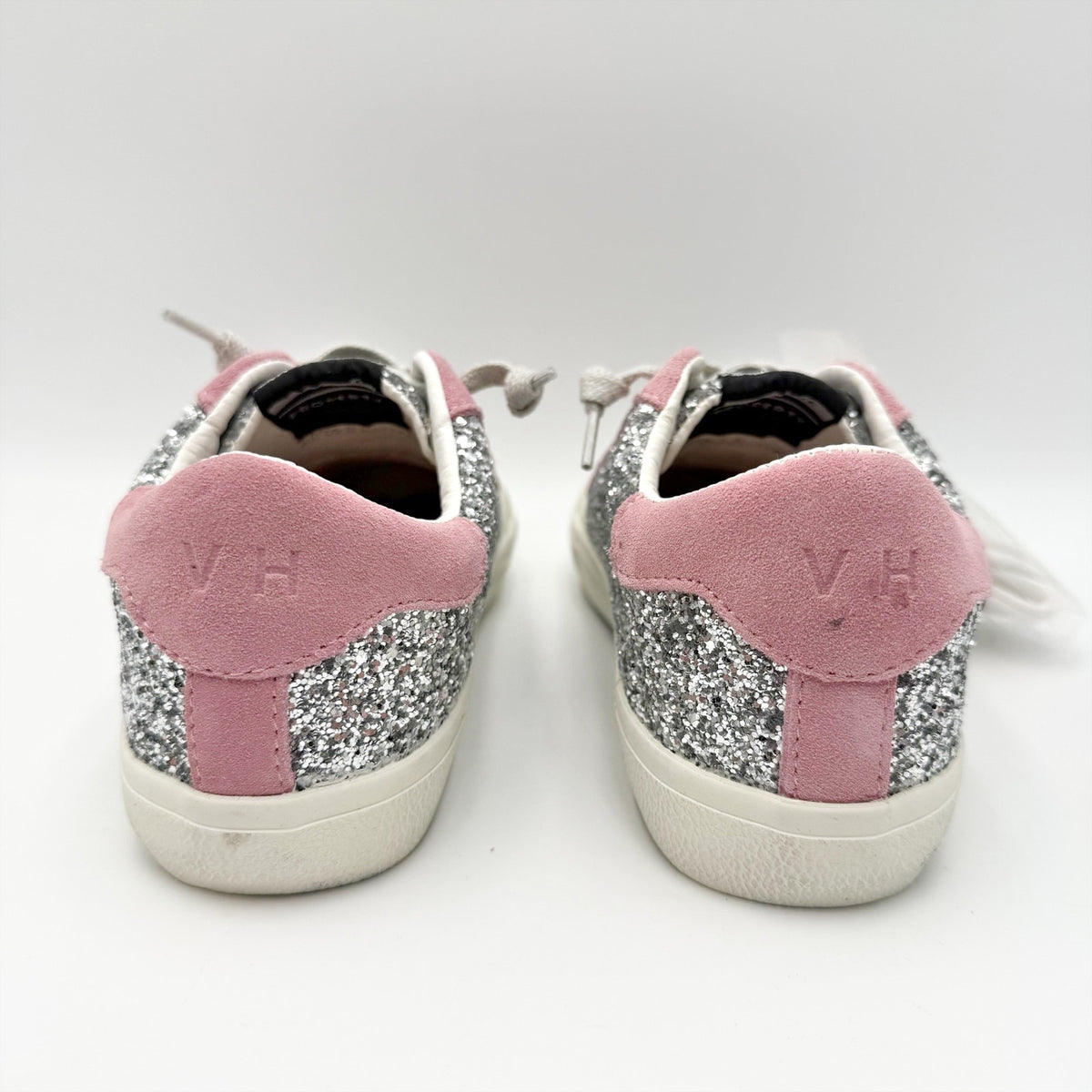 Vintage Havana Womens Ilana Sneakers US 5.5 M Pink Silver Glitter Suede NWOB