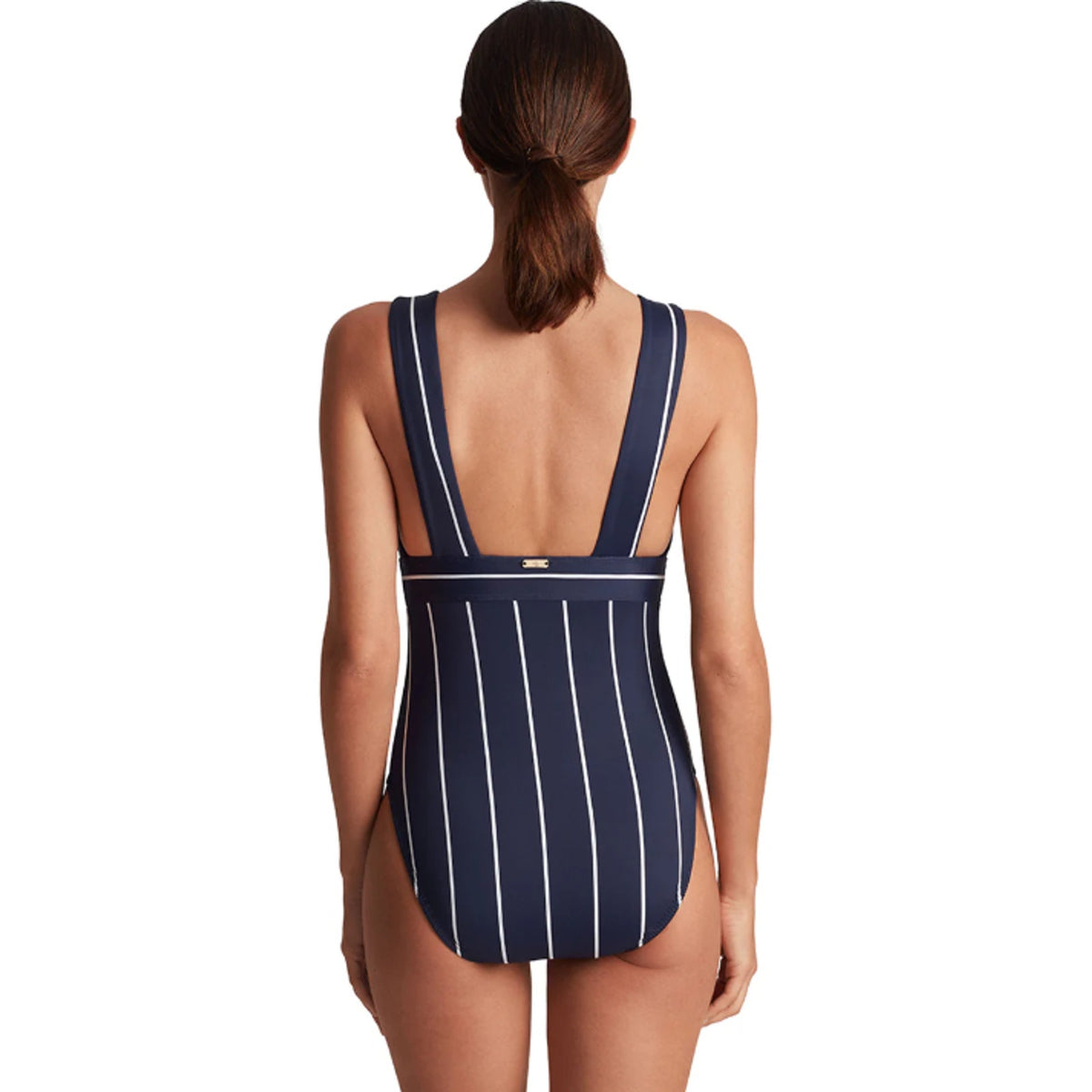 LAUREN RALPH LAUREN Villa Stripe VNeck One Piece Swimsuit Size 16 Blue White NWT