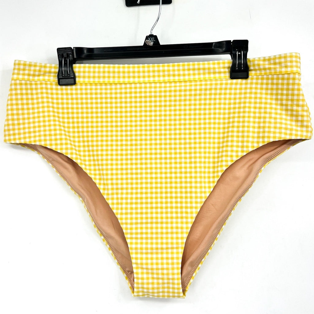 MADEWELL Prawn High-rise Bikini Bottom XL Yellow Chamomile Tea Seersucker NWT