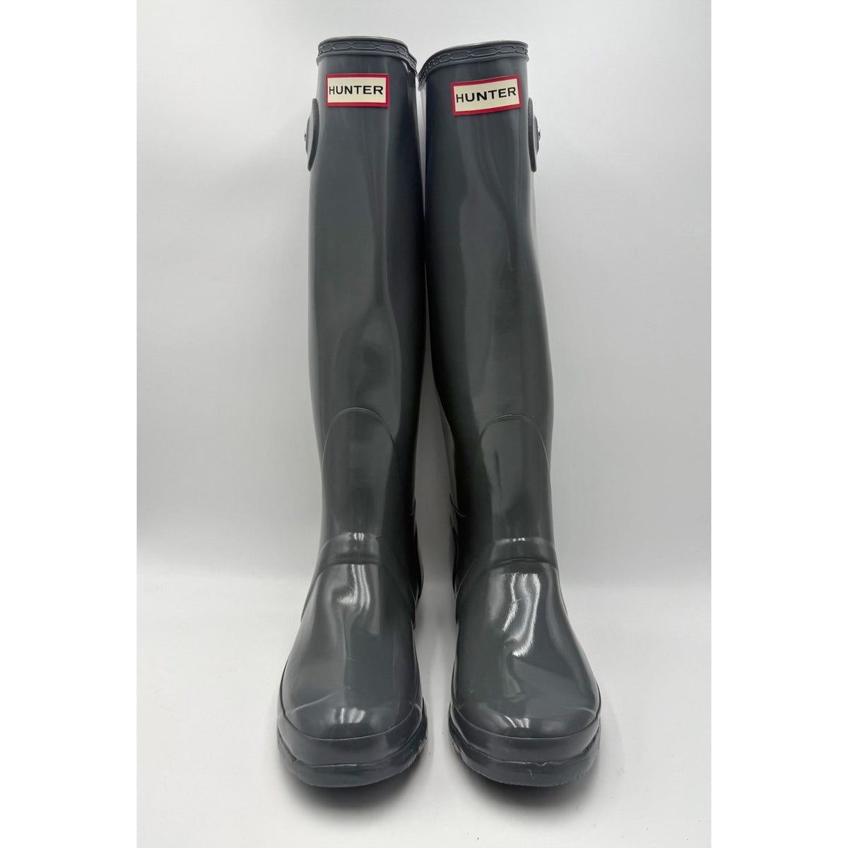 Hunter Womens Original Tall Gloss Rain Boots Size 10 Graphite Grey WP NWOB