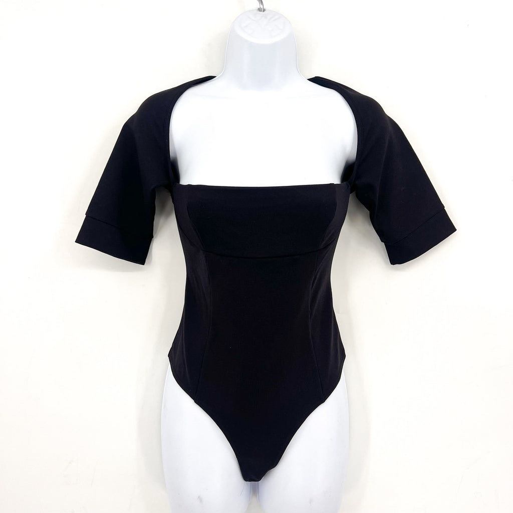 FREE PEOPLE X INTIMATELY FP Everly Bodysuit Small Black 3/4 Sleeve Bolero NWT